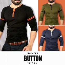 Pack of 3 Button Style Long Sleeves T-Shirts MH-8331